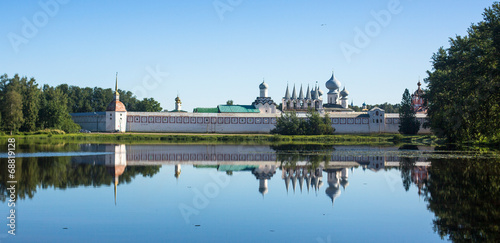 Panorama of Tikhvin Assumption Monastery from Tikhvinka River