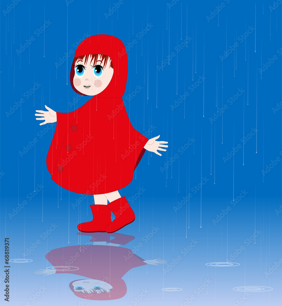 illustrazione di bambina sotto la pioggia illustrazione di bambina sotto la pioggia