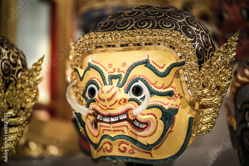 Hua Khon (Thai Traditional Mask) Used in Thai Ramayana Dance © coward_lion