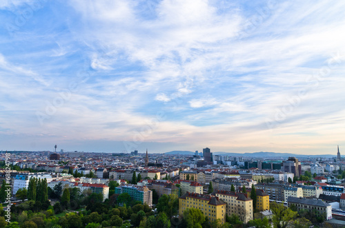 Vienna cityscape at sunset, different ages, styles and colors © banepetkovic