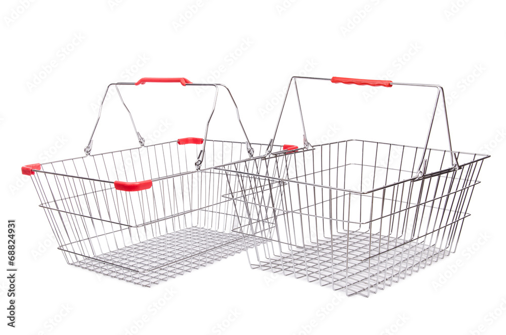 Shopping supermarket trolley isolated on the white Shopping supermarket trolley isolated on the white