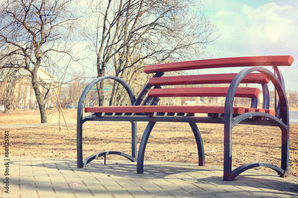 spring landscape city park bench spring landscape city park bench