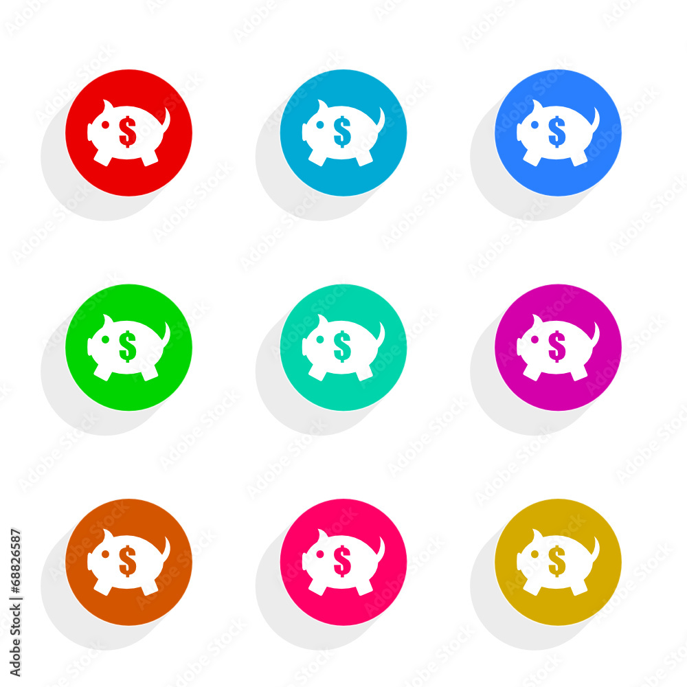 piggy bank flat icon vector set piggy bank flat icon vector set
