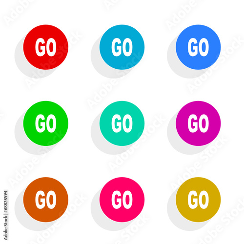 go flat icon vector set