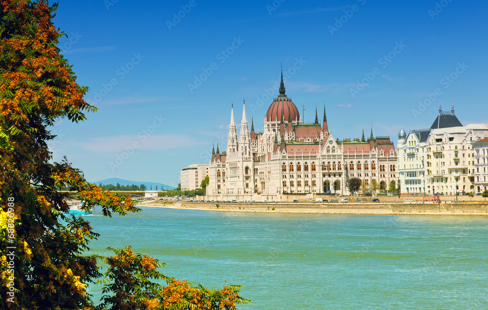 Fototapeta premium building of the Hungarian parliament in Budapest, Hungary