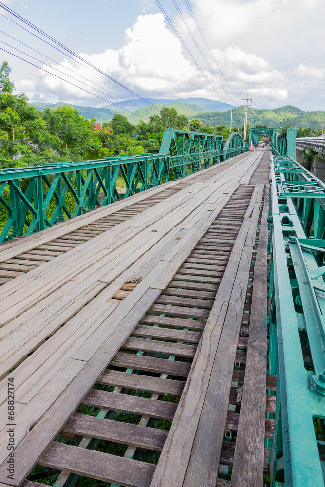 Obraz premium The Old bridge in pai city,Mae hong son,Thailand