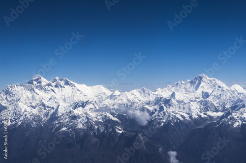 Aerial view of Everest and Makalu photo