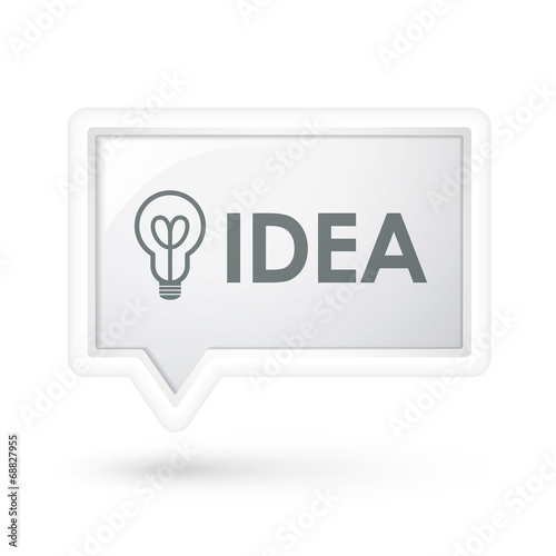 idea word with bulb icon over speech bubble