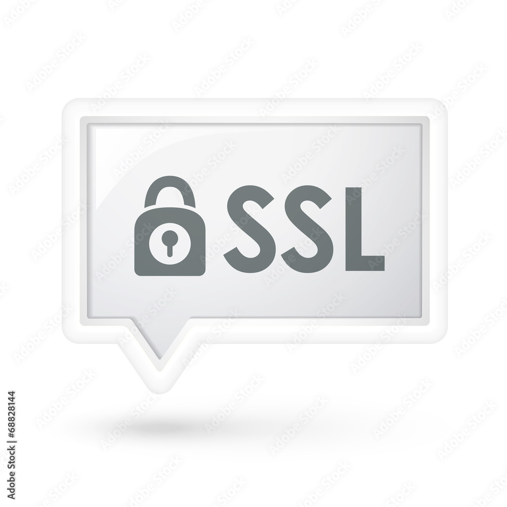 SSL with padlock icon on a speech bubble SSL with padlock icon on a speech bubble