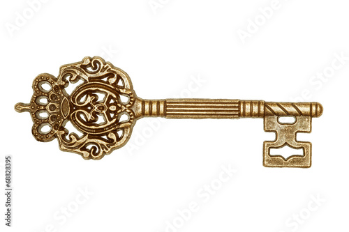 Fototapet Golden key isolated on white