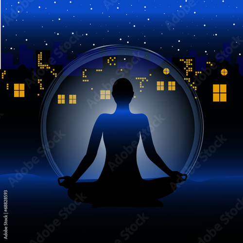 meditation stadt bei nacht photo