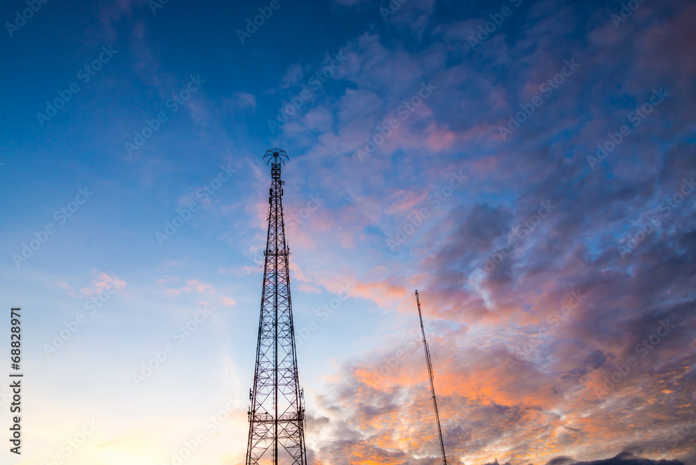 Silhouette of Mobile Telephone Antenna. Silhouette of Mobile Telephone Antenna.