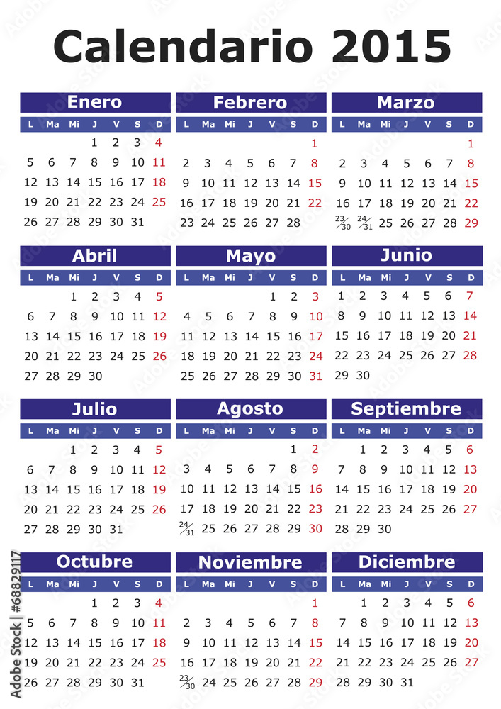 WEB限定カラー Calendario 2015 カレンダー