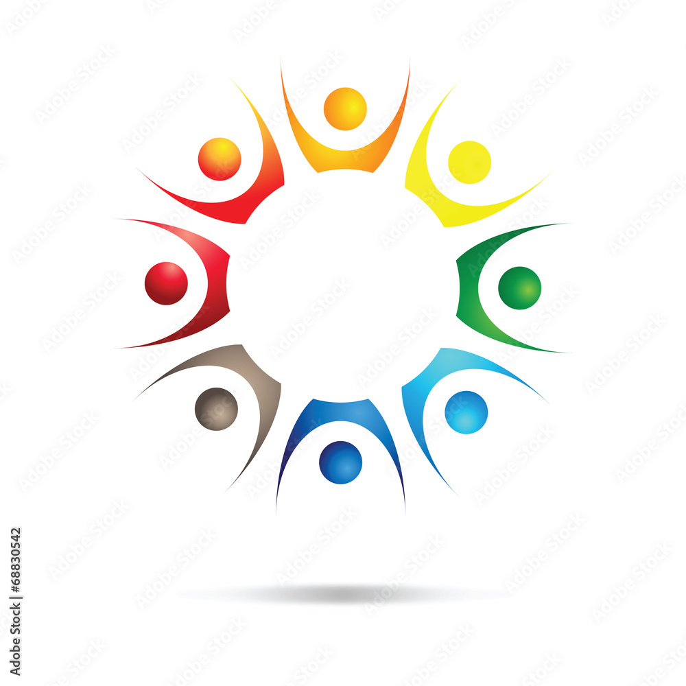 Obraz premium Colorful design of people symbols working as team