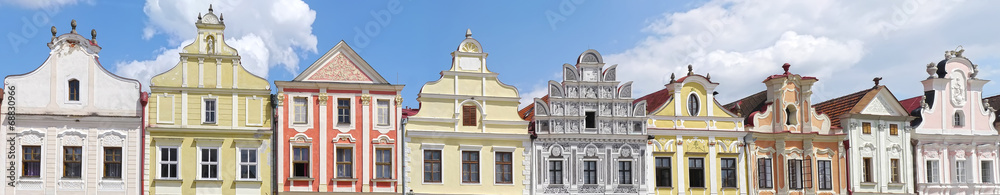 Frontages in historic town Telc