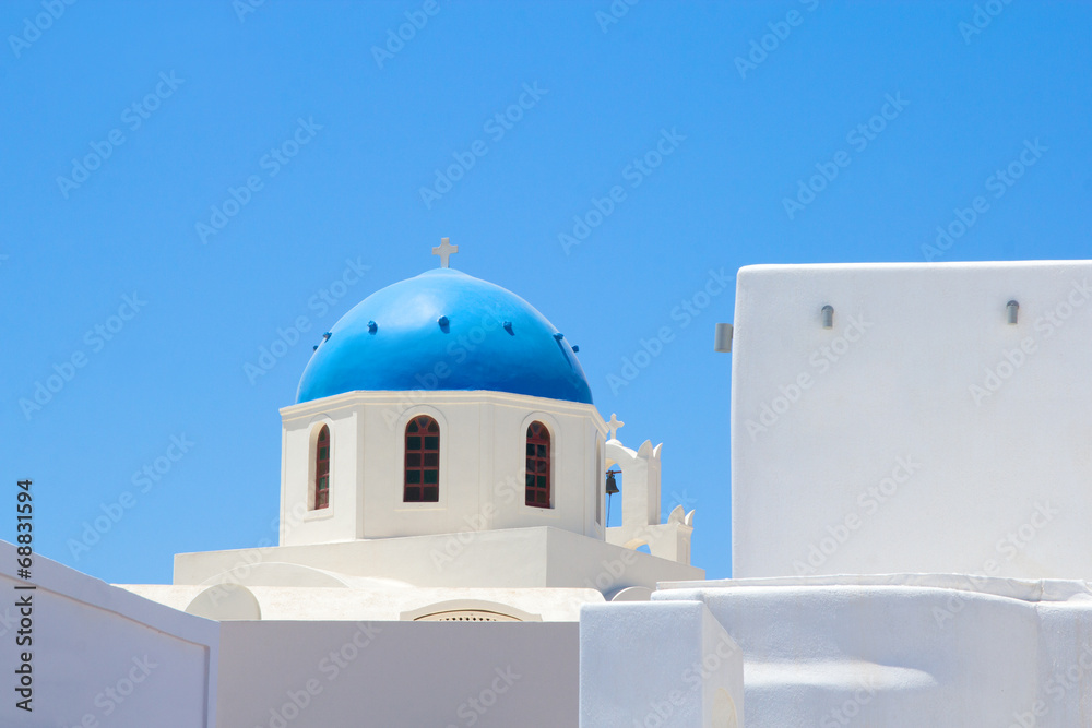 white church on Santorini island in Greece