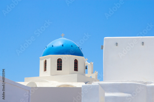 white church on Santorini island in Greece