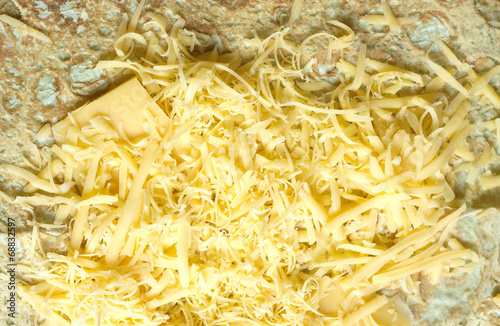 Appetizing pita and sliced cheese horizontal view closeup