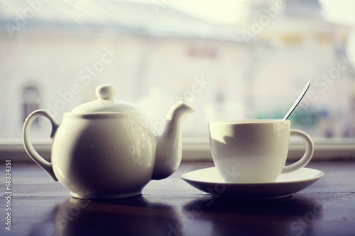 kettle for tea in a cafe