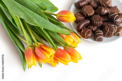 Tulips and Chocolate Candies