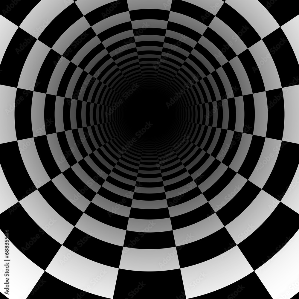 Fototapeta Abstrakcjonistyczny szachowy tunelowy 3D 