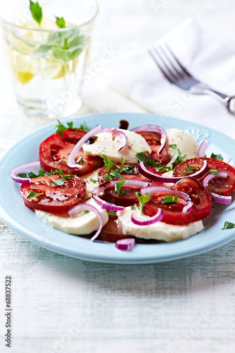 Black Tomatoes with Mozzarella and Fresh Parsley