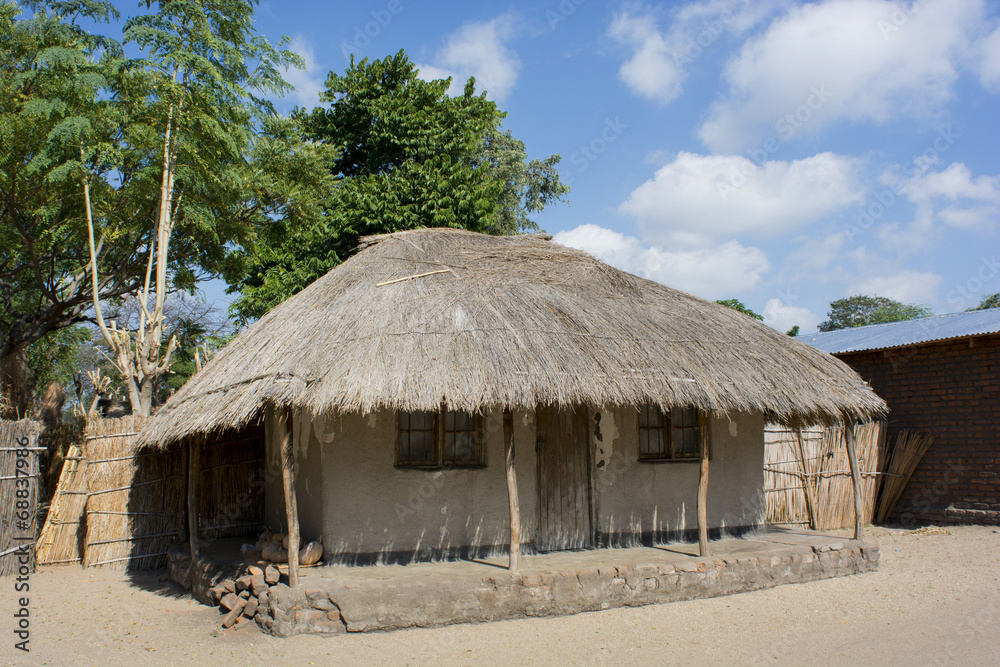 typical African house with a thatched roof