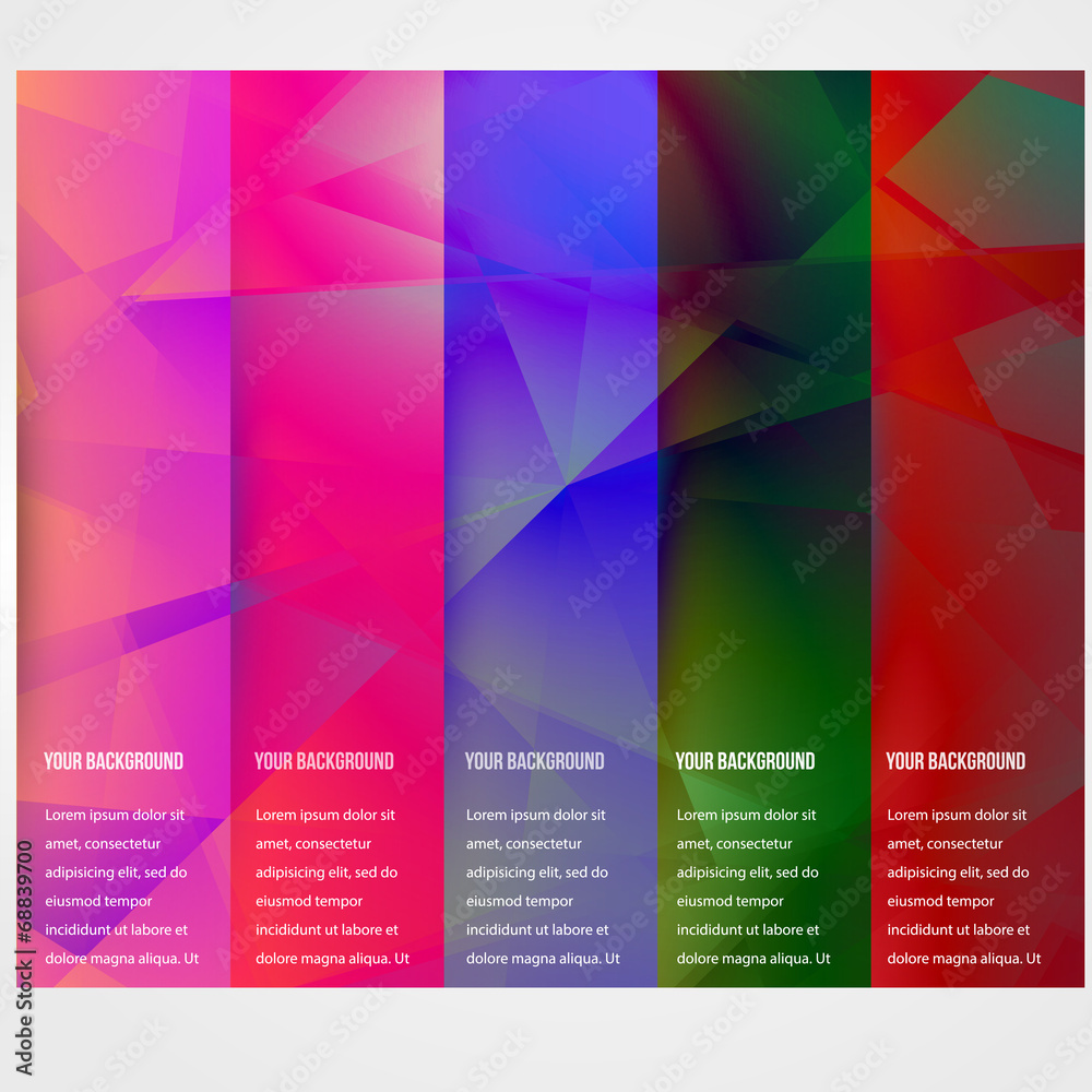 Fototapeta premium Abstract triangle template banner. Color set
