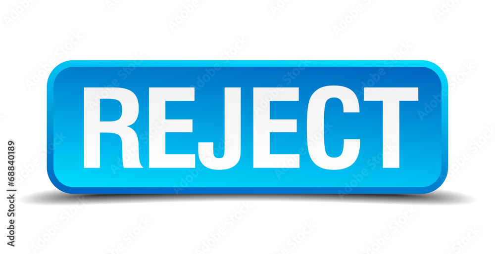 Reject blue 3d realistic square isolated button Reject blue 3d realistic square isolated button