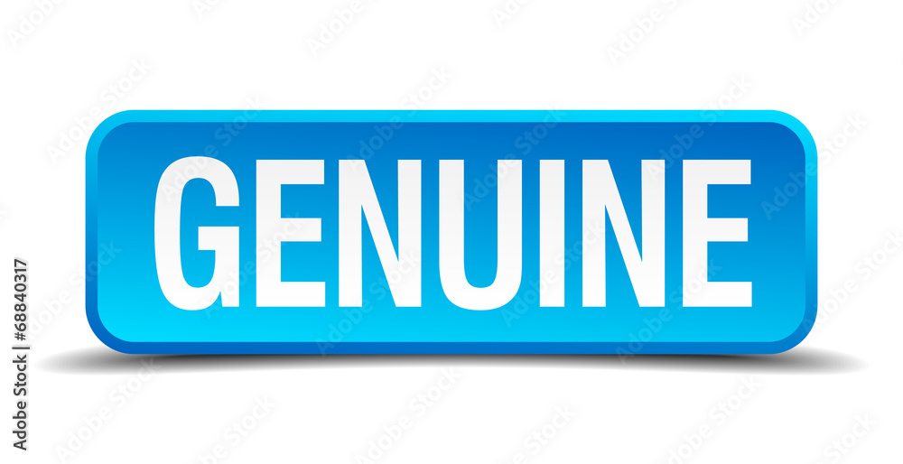 Genuine blue 3d realistic square isolated button Genuine blue 3d realistic square isolated button