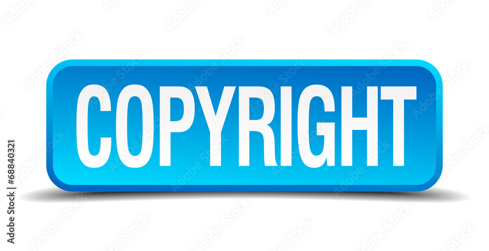 copyright blue 3d realistic square isolated button copyright blue 3d realistic square isolated button