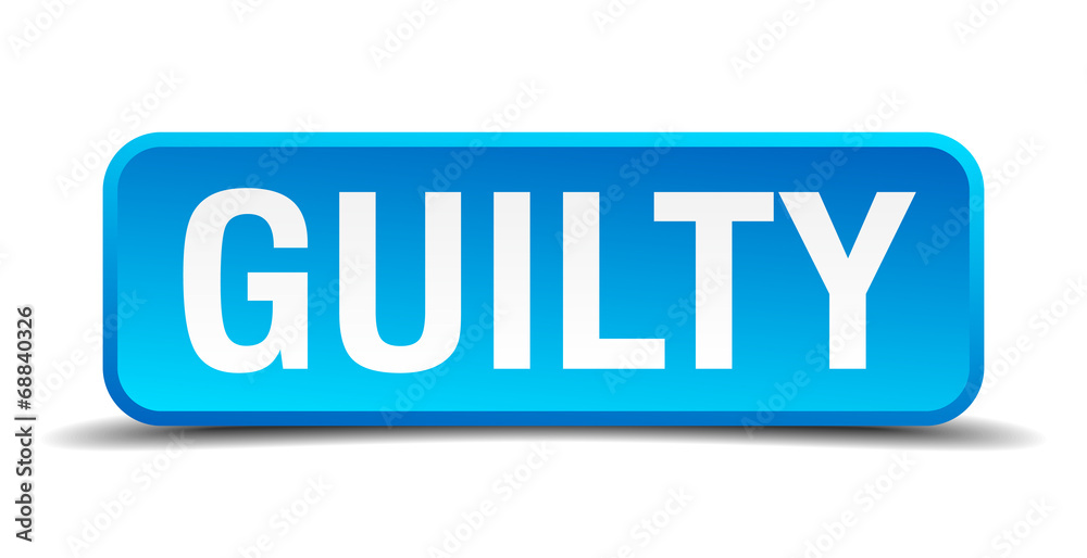 Guilty blue 3d realistic square isolated button