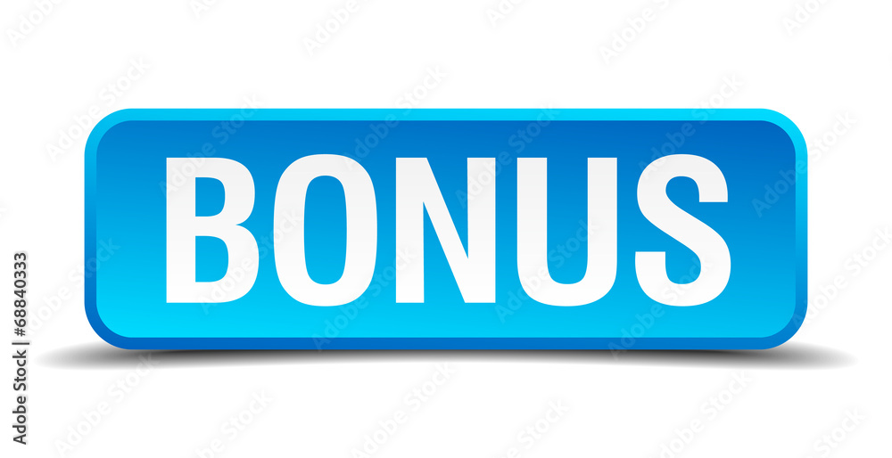 Bonus blue 3d realistic square isolated button Bonus blue 3d realistic square isolated button