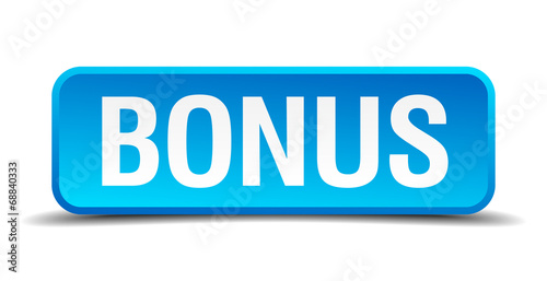 Bonus blue 3d realistic square isolated button