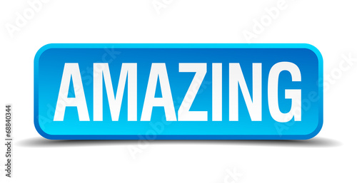 Amazing blue 3d realistic square isolated button