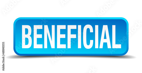 beneficial blue 3d realistic square isolated button