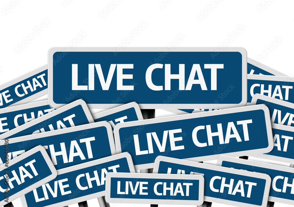 Live Chat written on multiple blue road sign
