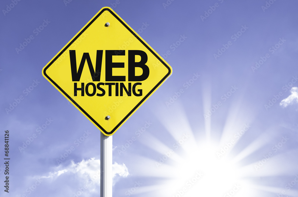 Web Hosting road sign with sun background Web Hosting road sign with sun background