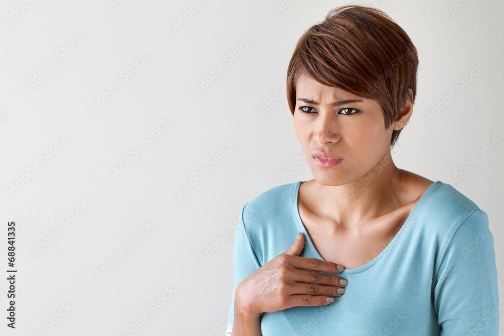 sick woman with heart attack, chest pain, health problem with bl sick woman with heart attack, chest pain, health problem with bl