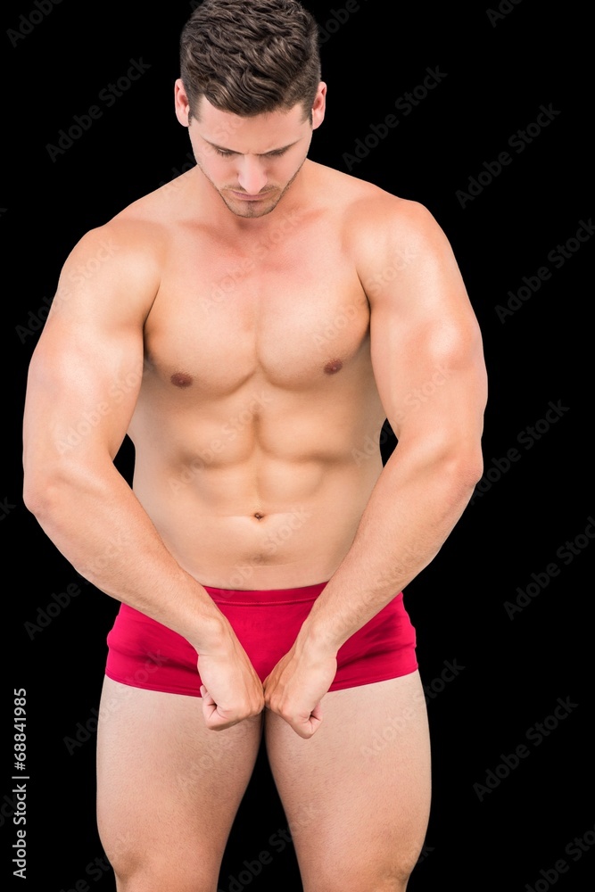 Fototapeta premium Portrait of a shirtless muscular man