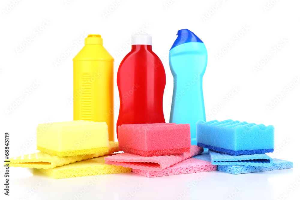Cleaning products isolated on white Cleaning products isolated on white
