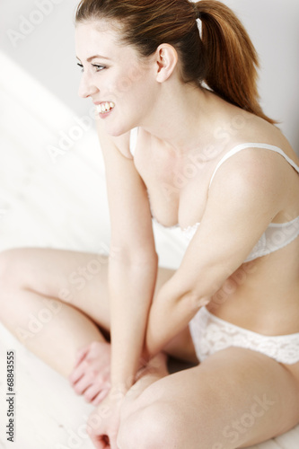 Woman in white underwear