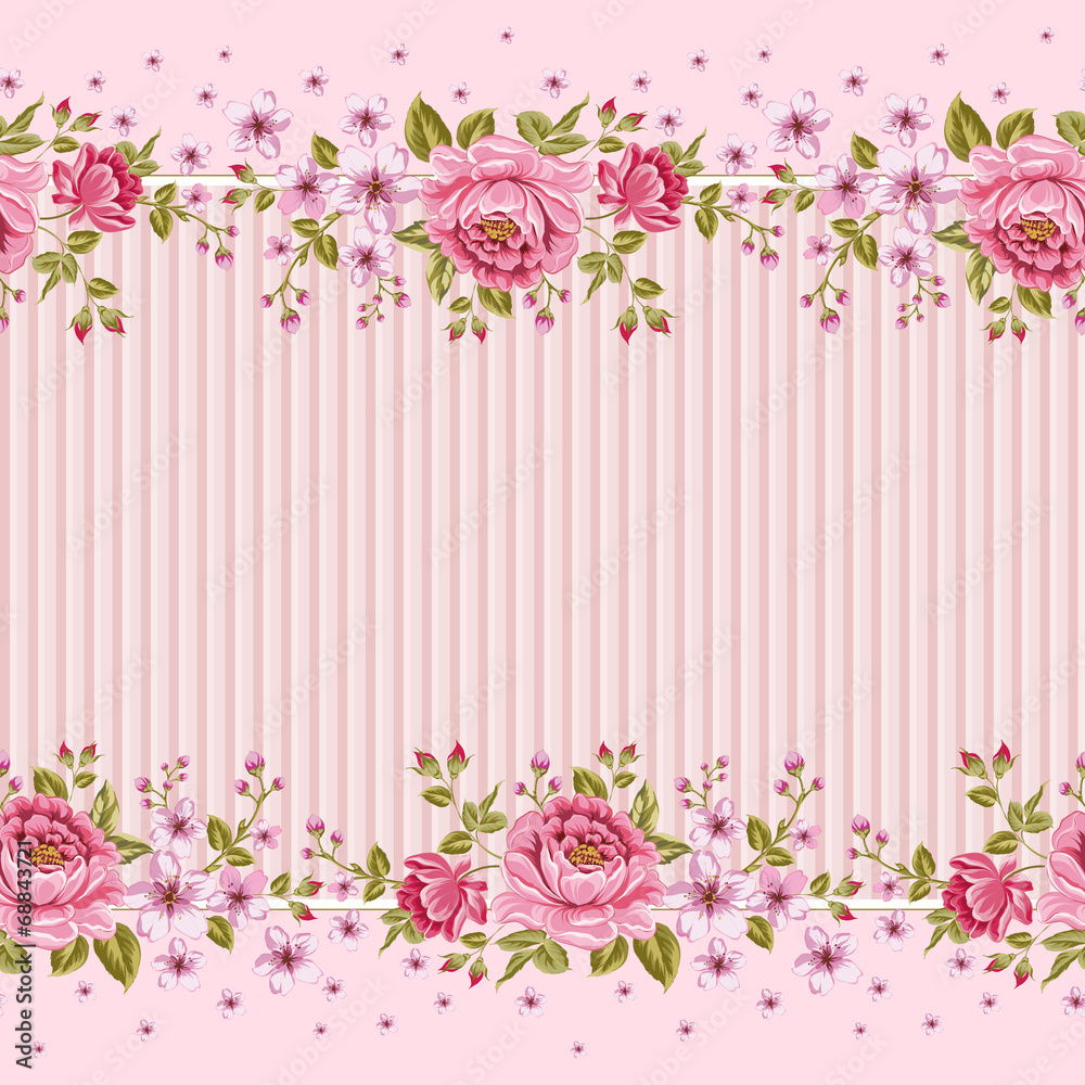 Seamless wallpaper pattern with of pink roses.