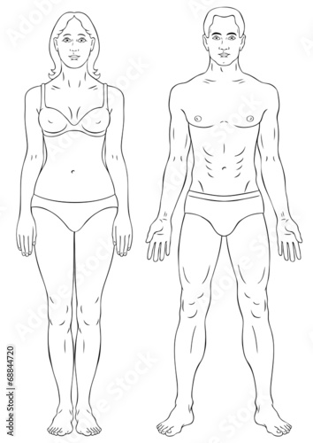 Man and woman body outline