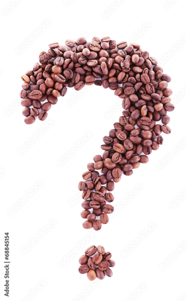 Question mark shaped coffee beans isolated on white Question mark shaped coffee beans isolated on white