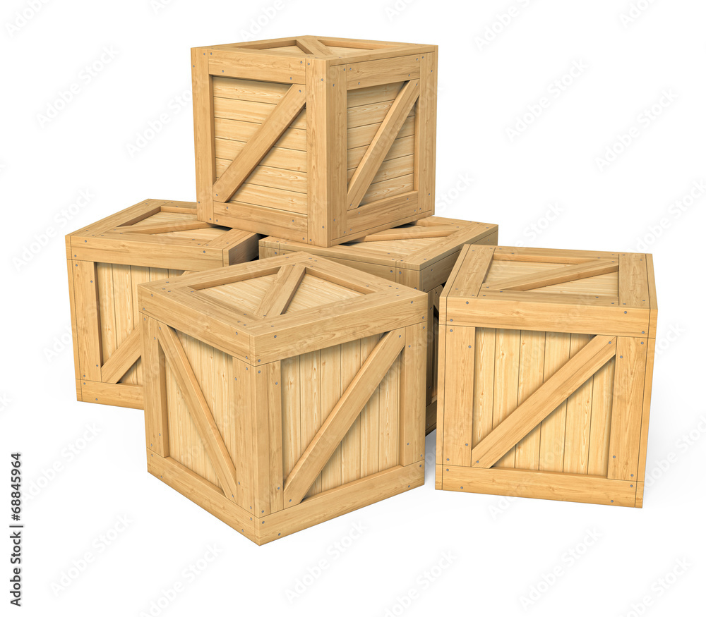 Wooden box isolated on white background