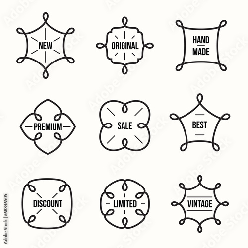 Set of vintage retro styled quality labels, line design
