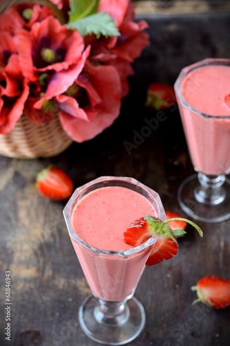 Two glasses of strawberry cocktail