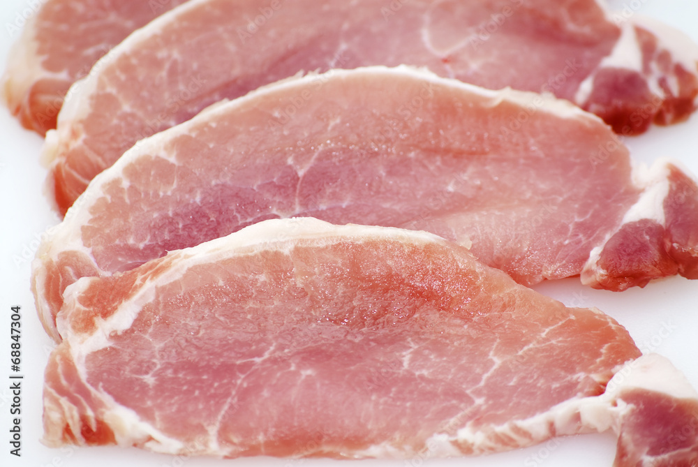 Piece of raw meat cut into steaks
