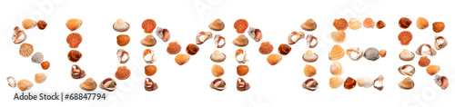 Wallpaper Mural S U M M E R text composed of seashells Torontodigital.ca